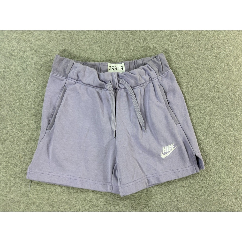 Nike Performance Stitched Logo Sweat Shorts (Girls Large) Purple - 5"